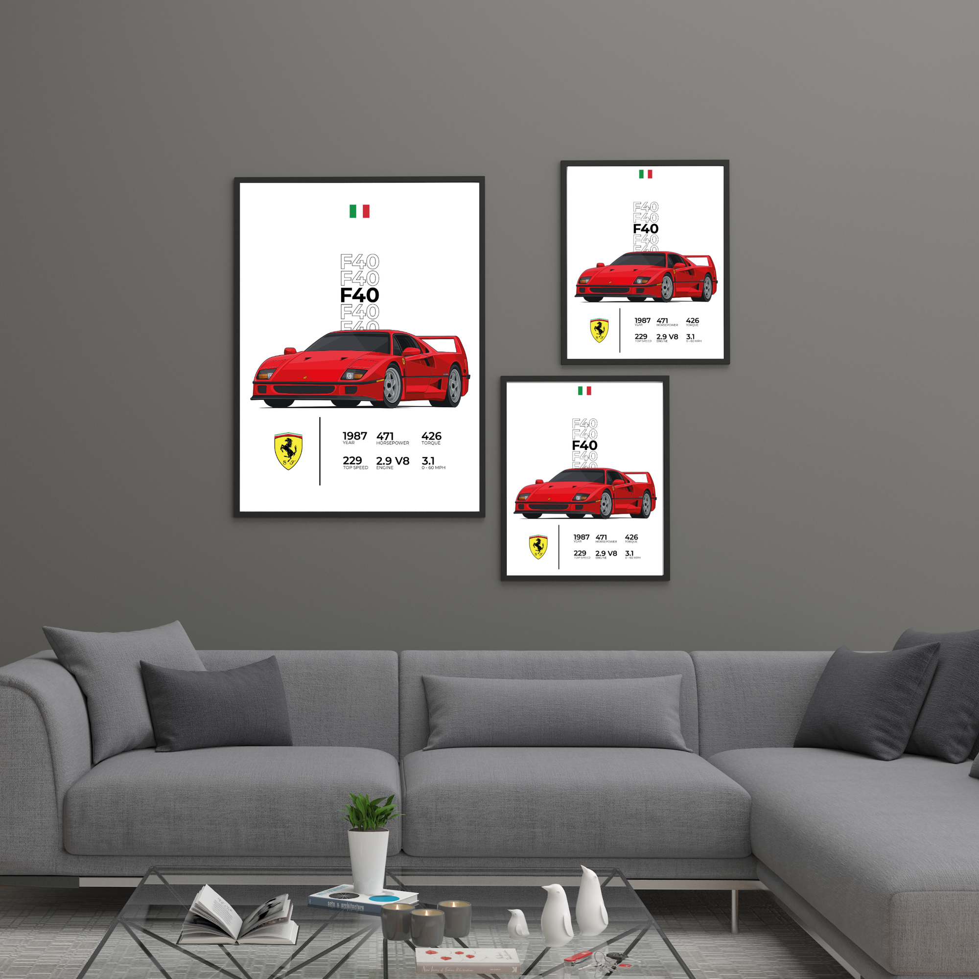 Ferrari F40 Stat | PosterStudio Automotive Collection