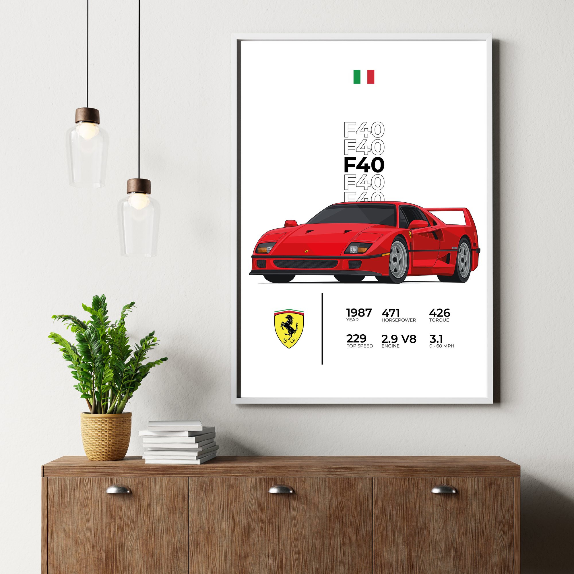 Ferrari F40 Stat | PosterStudio Automotive Collection