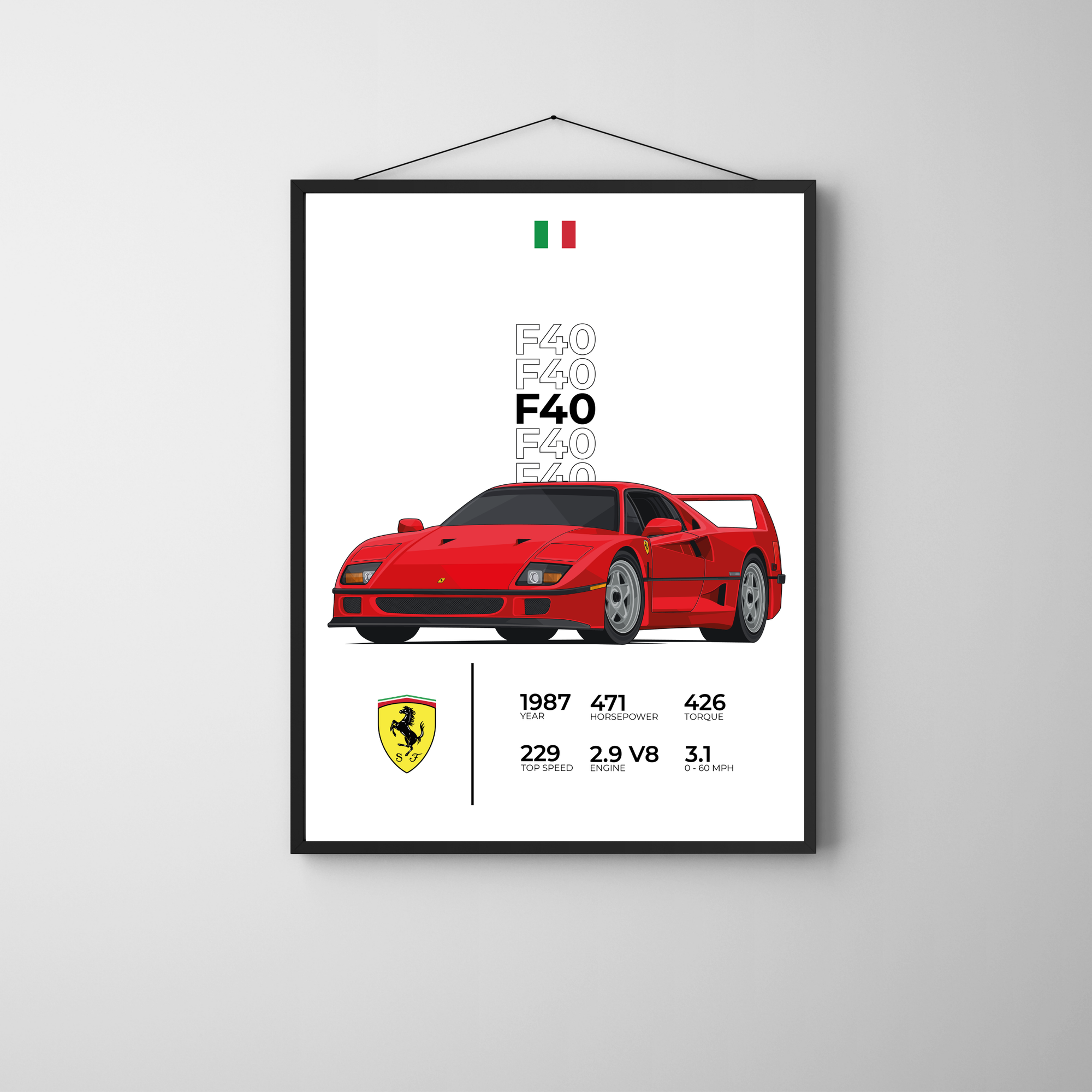 Ferrari F40 Stat | PosterStudio Automotive Collection
